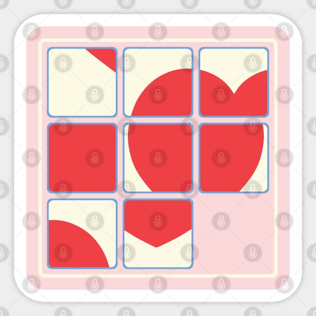 I LOVE YOU HEART PUZZLE Retro Vintage Valentines Day Game - UnBlink Studio by Jackie Tahara Sticker by UnBlink Studio by Jackie Tahara